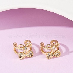 Brass Micro Pave Clear Cubic Zirconia Cuff Earrings&nbsp;EJEW-Q045-02G