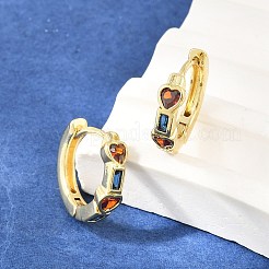 真鍮パヴェキュービックジルコニアフープピアス  長方形とハート  16KGP本金メッキ  15.5x4mm&nbsp;KK-CBAD104-04G-I