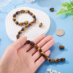 天然タイガーアイビーズ1連  ライス  グレードAB +  12x8~8.5mm  穴：0.8mm  約30個/連  14.69インチ（37.3cm）&nbsp;G-TA0003-16