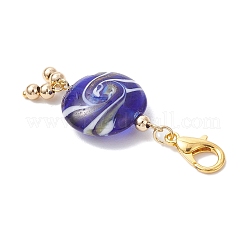 Flat Round Handmade Lampwork Pendant Decoration&nbsp;HJEW-JM03812