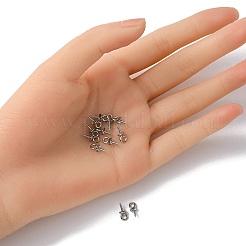 304ステンレススチールスクリューアイピンペグベイル  片穴パーツ用  ステンレス鋼色  10x4mm  穴：2mm  ピン：1.34mm&nbsp;STAS-YW0001-45