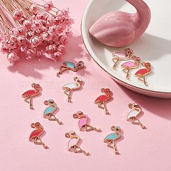 20本5色合金エナメルペンダント  ライトゴールド  フラミンゴの形  ミックスカラー  25.5x15x2mm  穴：1.6mm  4個/カラー&nbsp;ENAM-YW0003-20