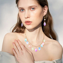 70Pcs Imitation Jade Glass Pendants&nbsp;PALLOY-TAC0279