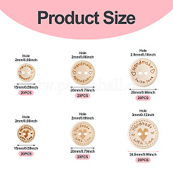 120Pcs 6 Styles Wooden Buttons&nbsp;BUTT-TA0001-33