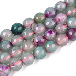 天然瑪瑙（染色・加熱）ビーズ連売り  多面カットラウンド  ライトブルー  8mm  穴：1mm  約46~48個/連  14.37~14.96''（36.5~38センチメートル）&nbsp;G-T139-8mm-88C