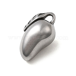 304ステンレスペンダント  フルーツのチャーム  ステンレス鋼色  マンゴー  12x7x6mm  穴：1.2mm&nbsp;STAS-B103-01F-P