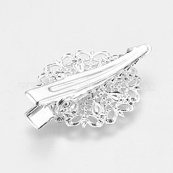 Rack Plating Hair Accessories Iron Alligator Hair Clip Findings&nbsp;MAK-WH0002-01S