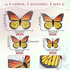 4セット4色のPVC人工蝶の壁飾り  リビングルームの家の装飾用  ミックスカラー  43~120x57~100x5mm  1セット/色&nbsp;DIY-NB0012-50