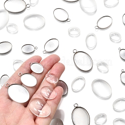 DIY Oval 304 Stainless Steel Pendant Making Kits&nbsp;DIY-FS0008-29
