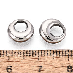 304ステンレススチールチャーム  フラットラウンド  ステンレス鋼色  9x3mm  穴：4mm&nbsp;STAS-T069-89P