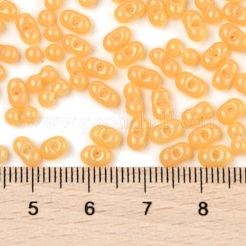 焼付塗装ガラスシードビーズ  ピーナッツ  オレンジ  6x3.5x3mm  穴：1mm  約4500個/ポンド&nbsp;SEED-L011-09A-04