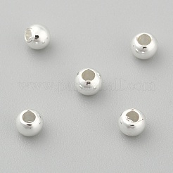 PVD真空メッキ真鍮丸型スペーサービーズ  カドミウムフリー＆鉛フリー  銀色のメッキ  3mm  穴：1mm&nbsp;X-KK-I601-3mm-S-RS