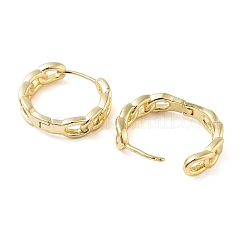 女性用真鍮チェーンチャームフープピアス  18KGP本金メッキ  17x18.5mm&nbsp;LS-EJEW-F347-02G-02