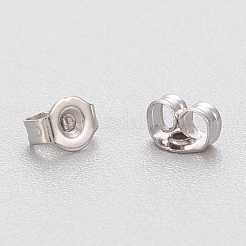 変色しにくい304ステンレススチール製イヤーナット  ポスト イヤリングのバタフライ イヤリング バック  ステンレス鋼色  4x3x2mm  穴：0.8mm&nbsp;STAS-K203-01P