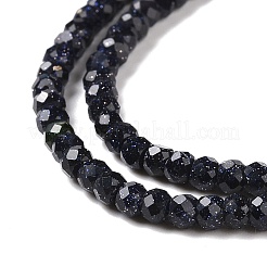 合成ブルーゴールドストーン青金砂石ビーズ連売り  多面カット  ロンデル  3x2mm  穴：0.6mm  約162~163個/連  37cm&nbsp;G-H280-07