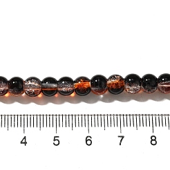 クラックガラスビーズ連売り  ラウンド  ツートン  ブラック  6~6.5mm  穴：1.2mm  約151個/連  31.42インチ（79.8cm）&nbsp;CCG-C002-6mm-02
