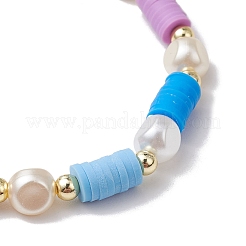 4Pcs 4 Colors Flat Round Polymer Clay Beads Stretch Bracelets for Women&nbsp;BJEW-JB11647