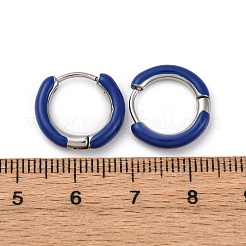 Two Tone 304 Stainless Steel Chunky Huggie Hoop Earrings with Enamel for Women&nbsp;EJEW-C043-11-12P