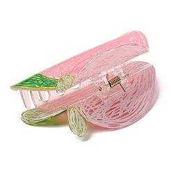女性用 女の子用 アクリル 爪 ヘアクリップ  桃  鉄パーツ  ピンク  90x45x47mm&nbsp;PHAR-I010-02