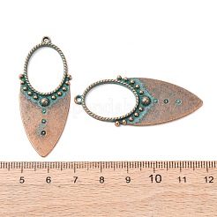 合金のチベット風チャーム  赤い銅と緑の緑青  ティアドロップ  50x21x3mm  穴：1.6mm&nbsp;FIND-B055-02J