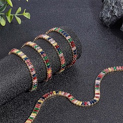 真鍮製ラインストーンストラスチェーン  ラインストーンカップチェーン  カラフル  5.6x3mm&nbsp;CHC-WH0015-01G