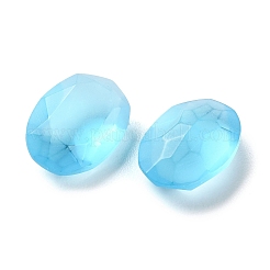 すりガラスのラインストーンカボション  多面カット  後ろ向き  卵形  アクアマリン  14x10x5.5mm&nbsp;RGLA-G022-05A-202