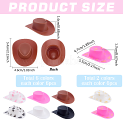 48Pcs 8 Styles Mini Cowboy Hat Plastic Accessories&nbsp;FIND-PH0027-03