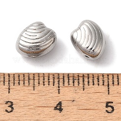 変色しにくい304ステンレススチールビーズ  シェル形状  ステンレス鋼色  7x8x5mm  穴：1mm&nbsp;STAS-I305-156P