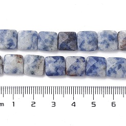 天然ブルースポットジャスパービーズ連売り  多面カット正方形  10x10x5mm  穴：1.2mm  約20個/連  7.95''（20.2センチメートル）&nbsp;G-K359-B19-01
