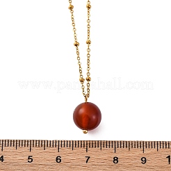 Natural Carnelian(Dyed & Heated) Round Pendant Necklaces&nbsp;NJEW-U026-20G