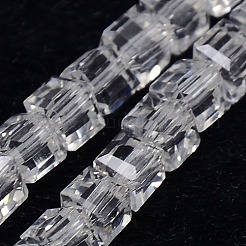 ガラスビーズ連売り  多面カット  キューブ  透明  3~3.5x3~3.5x3~3.5mm  穴：1mm  98~100個/連  28~30cm  約98~100個/連  13.8インチ&nbsp;EGLA-J028-3x3mm-01