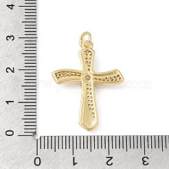 イースター 真鍮製マイクロパヴェ クリアキュービックジルコニアペンダント  クロスチャーム  16KGP本金メッキ  27x20.5x4mm  穴：3mm&nbsp;KK-E799-05B-G