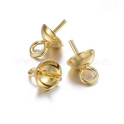 201 ステンレス カップ パール ペグ ベイル ピン ペンダント  片穴パーツ用  18KGP本金メッキ  8x5mm  穴：1.5mm  ピン：0.7mm&nbsp;STAS-O107-16G