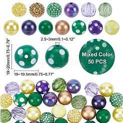 混合様式のアクリルビーズ  ラウンド  ミックスカラー  19~20x19~19.5mm  穴：3mm  50個/袋  1袋/箱&nbsp;MACR-PH0001-60