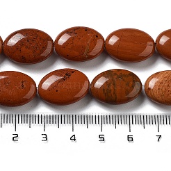 天然石レッドジャスパービーズ連売り  フラットオーバル  18~18.5x13~13.5x6~6.5mm  穴：1.2mm  約11個/連  7.76インチ（19.7cm）&nbsp;G-P528-M18-01