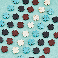 4 連売り 4 色の合成ターコイズ ビーズ 連売り  染め  宗教  クロス  ミックスカラー  15x15x4mm  穴：1mm  約27個/連  15.40''（39.12センチメートル）  1色/連&nbsp;TURQ-AR0001-17