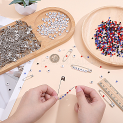 DIY安全ピンキット  鉄製安全ピンを含む  ガラスビーズ  アクリルビーズ  混合図形  ミックスカラー  4mm  穴：1mm  4スタイル  150個/スタイル  600pc&nbsp;DIY-PH0038-69A