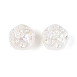 UVメッキ不透明アクリルビーズ  虹色の  ロンデル  乳白色  15.5x15.5x14.5mm  穴：2.2mm&nbsp;SACR-T020-04