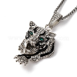 Leopard Alloy Crystal Rhinestone Black Enamel Pendant Necklaces for Men&nbsp;FS-WG82C69-02
