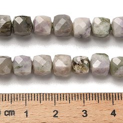 天然のピースジェイドビーズ連売り  多面カット  キューブ  6.5~7.5x6.5~7.5x6.5~7.5mm  穴：1.2mm  約57~58個/連  15.35~15.55インチ（39~39.5cm）&nbsp;G-H078-C10-01