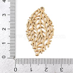 304ステンレスペンダント  中空葉チャーム  イオンプレーティング（ip）  18KGP本金メッキ  35x19x1mm  穴：1.2mm&nbsp;STAS-L294-01G