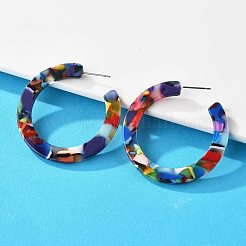 Cellulose Acetate(Resin) Half Hoop Earrings&nbsp;X-KY-S163-374