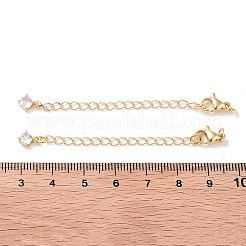 キュービックジルコニアチェーンエクステンダー付き真鍮  エンドチェーン  カドミウムフリー＆ニッケルフリー＆鉛フリー  ラウンド  18KGP本金メッキ  70mm&nbsp;LS-KK-B102-43G
