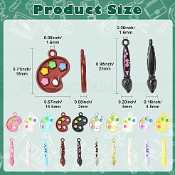 20個20スタイルアロイエナメルペンダント  絵筆とパレット  ミックスカラー  18~25x5~14.5x2~4.5mm  穴：1.6mm  1個/スタイル&nbsp;FIND-CJ0005-05