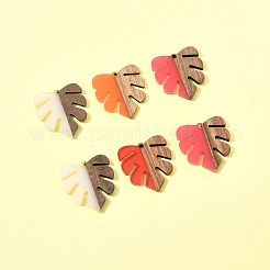 6Pcs Resin & Walnut Wood Pendants&nbsp;RESI-FS0002-21
