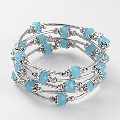 Five Loops Imitation Jade Glass Beaded Wrap Bracelets&nbsp;BJEW-JB02125