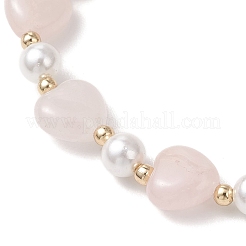 Natural & Synthetic Gemstone Heart & Shell Pearl Beads Stretch Bracelets&nbsp;BJEW-JB13413