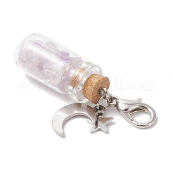 Chakra Natural & Synthetic Gemstone Chips inside Glass Wishing Bottle Pendant Decoration&nbsp;HJEW-JM03309