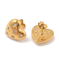 Ion Plating(IP) 304 Stainless Steel Heart Stud Earrings&nbsp;EJEW-C099-15M