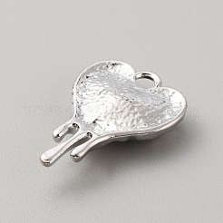合金ペンダント  プラスチック付き  プラチナ  ハート  24x17x5mm  穴：2.5mm&nbsp;LS-PALLOY-WH0108-07R-P
